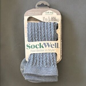 SockWell Women's Cable Knit Light Blue Comfort Socks - Soft Top Promise  S/M
